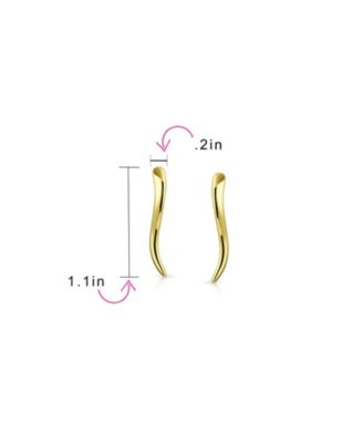 Minimalist Geometric Linear Wave Ear Pin Crawlers Climbers Earrings Yellow Gold Plated .925 Sterling Silver