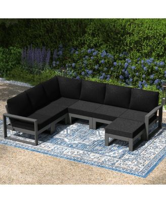 7-Piece Outdoor Modular L-Shaped Corner Patio Sectional Sofa Set