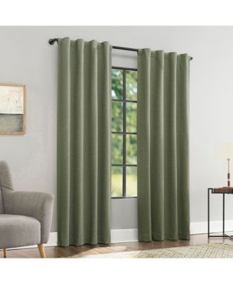 Treviso Linen Blend Magnetic Closure 100% Blackout Back Tab Curtain Panel