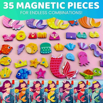 Magnetic Dress-Up Dolls for Girls Boys with 35 Magnetic Pieces for Kids 3-5
