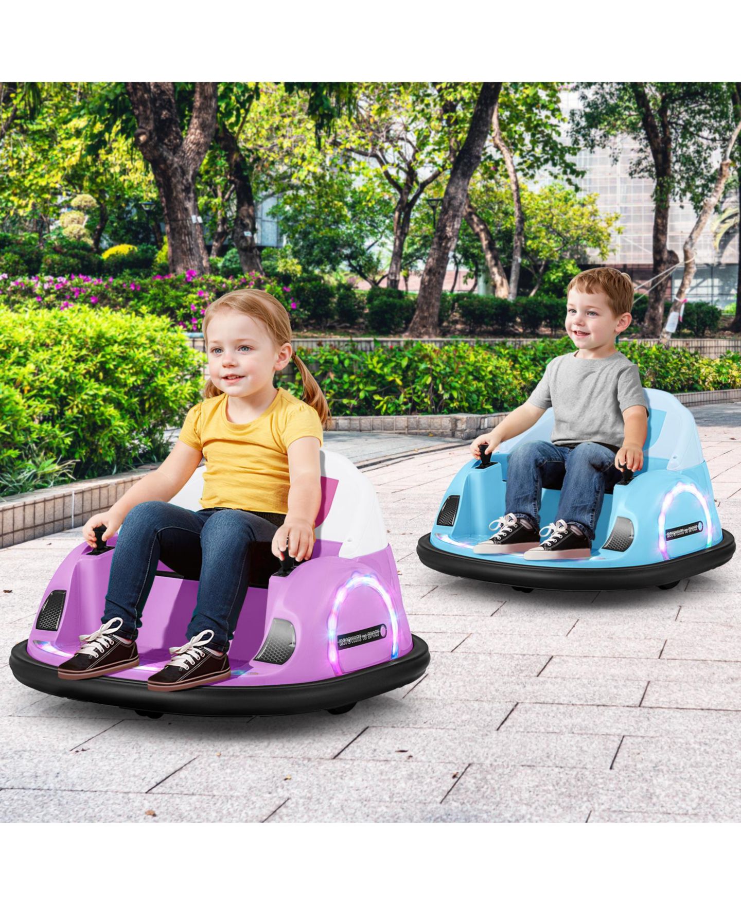 Детская игрушка HONGGE 12V 360° Spinning Bumper Car with Remote Control, LED Lights & Music, 1-Seat, Ages 18+ Months, цвет: Розовый — фото 6