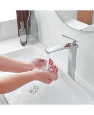 Single Hole Single Handle Bathroom Vessel Sink Faucet With Pop Up Drain Without Overflow In Polished Chrome