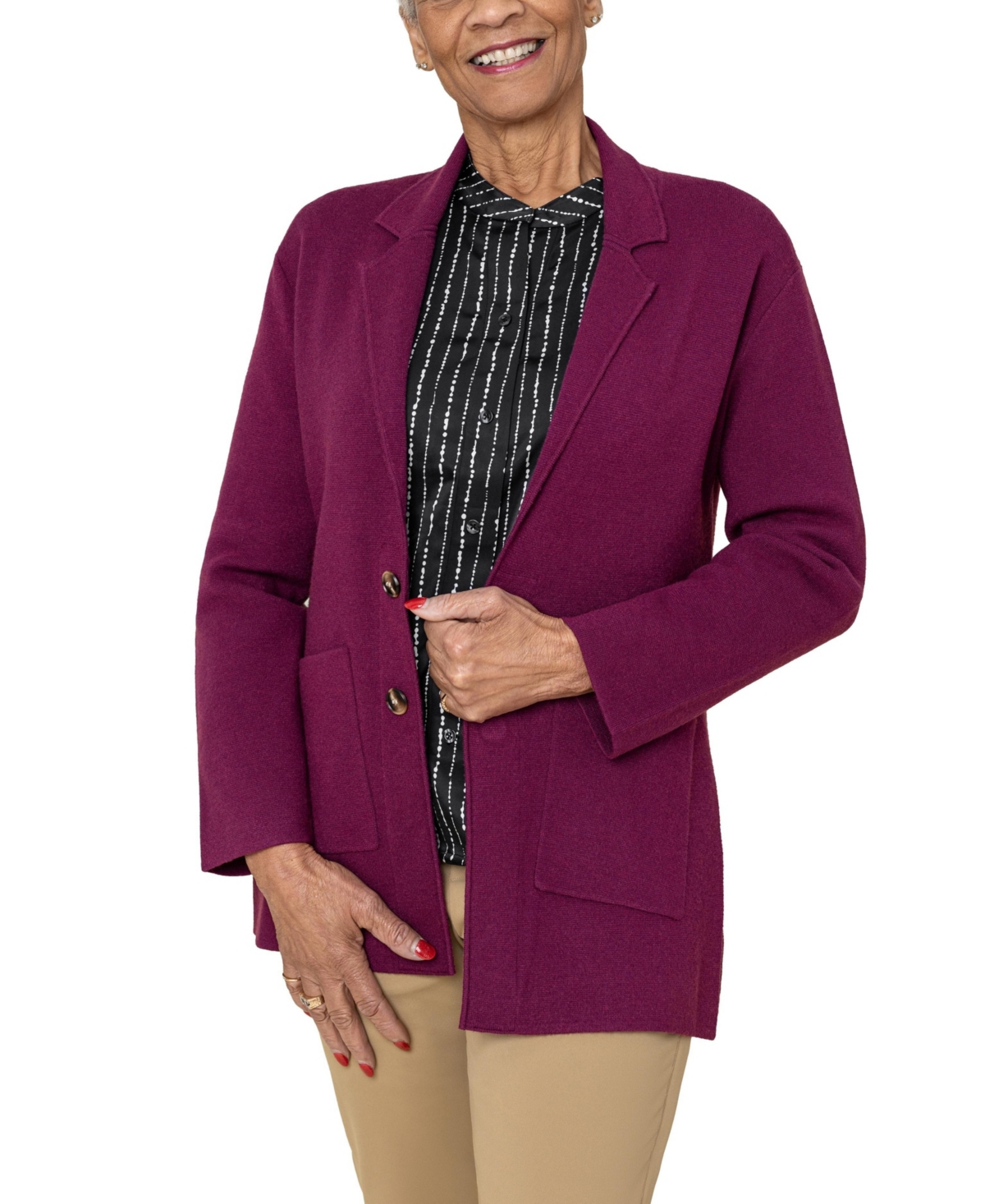 Women's Adaptive Magnetic Button Cardigan - Heathered grey