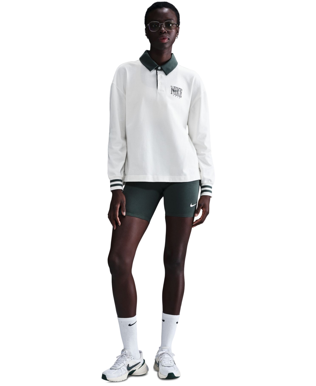Nike Women's  Sportswear Essential Oversized Long-sleeve Polo In Sail,vintg