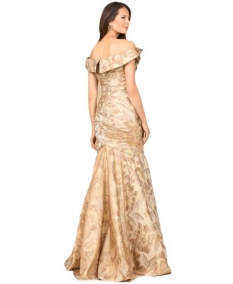 Women's Off Shoulder Brocade Mermaid Gown