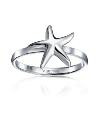 Dainty Simple Pave Cubic Zirconia CZ Nautical Tropical Beach Midi Starfish Ring .925 Sterling Silver