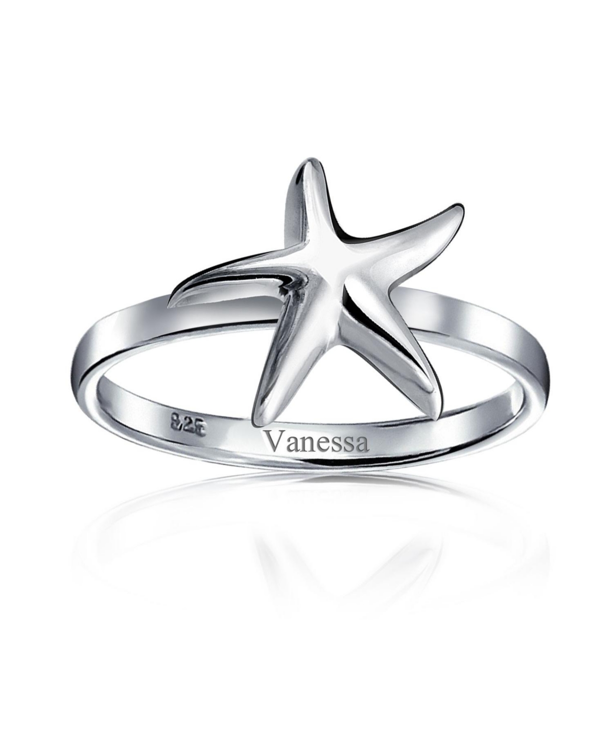 Bling Jewelry Dainty Simple Pave Cubic Zirconia Cz Nautical Tropical Beach Midi Starfish Ring .925 Sterling Silver