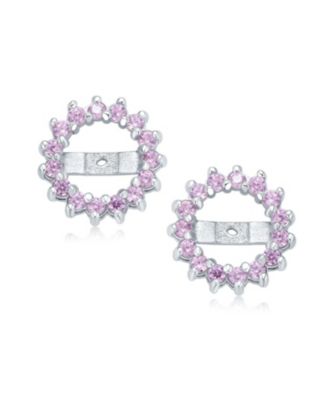 Removable CZ Halo Earring Jackets for Studs Gold Plated Sterling Silver
