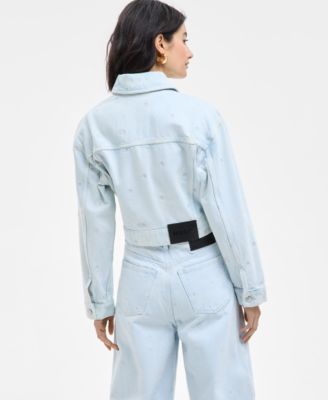 Women's Cotton Relaxed-Fit Cropped Denim Jacket