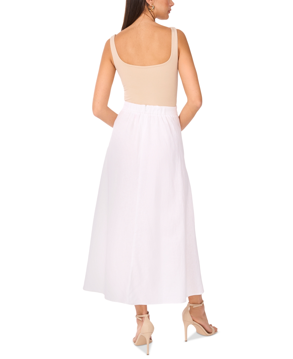 Vince Camuto Linen Blend Maxi Skirt In Ultra White