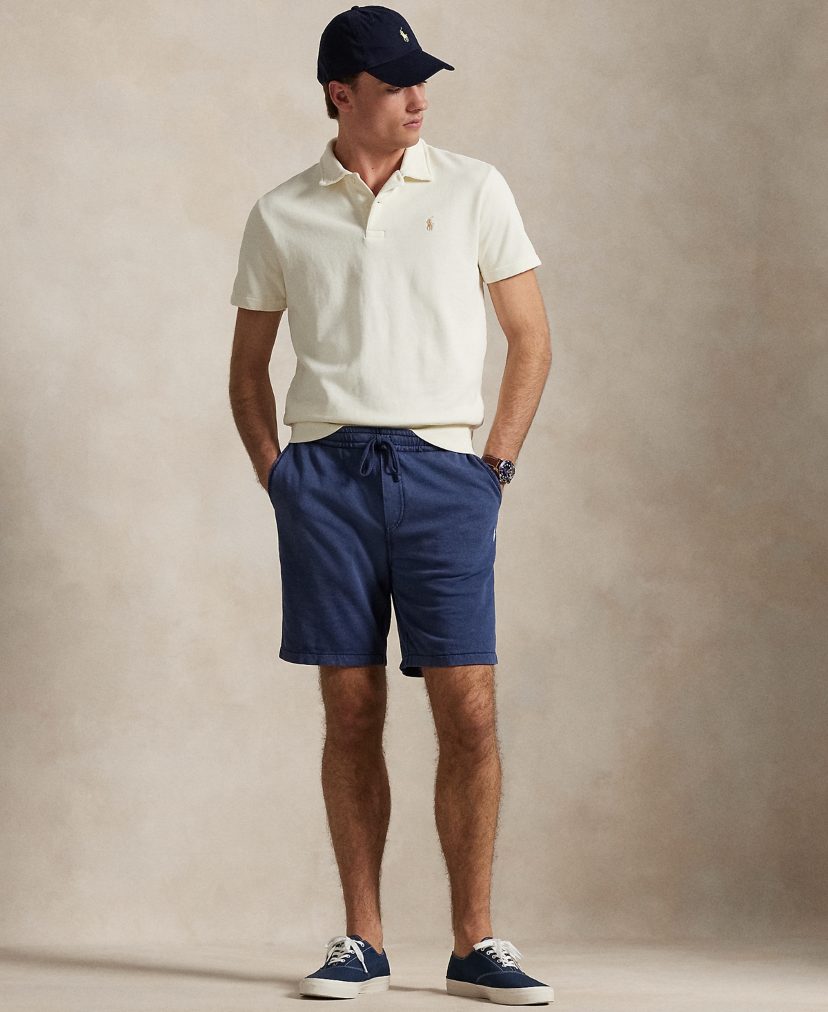 Polo Ralph Lauren Men's Loopback Fleece Polo-collar Sweatshirt In Neutral