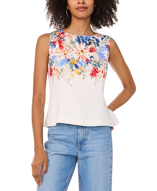 alfani Vince Camuto Women's Floral-Print Sleeveless Top Women's Fashion Shoes & Accessories