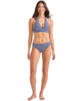 Tommy Bahama Womens Striped Reversible Bikini Top Bottoms In Mare Navy