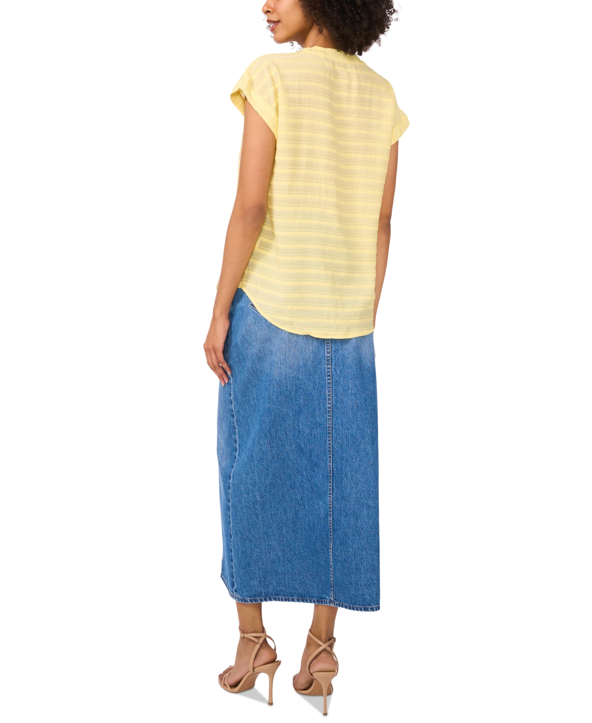 Vince Camuto Women's Textured Split-neck Cap Sleeve Top