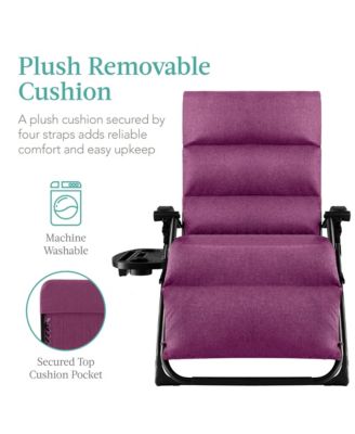 Oversized Zero Gravity Chair, Folding Recliner w/ Removable Cushion, Side Tray