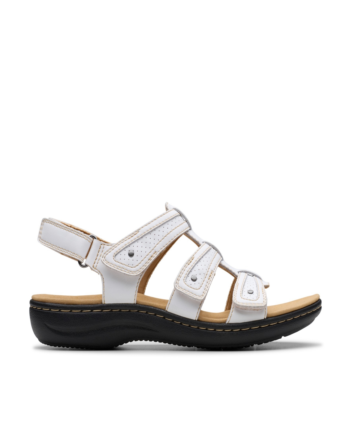 Clarks Women's Collection Laurieann Ivy Rip Tape Sandals In White Leather