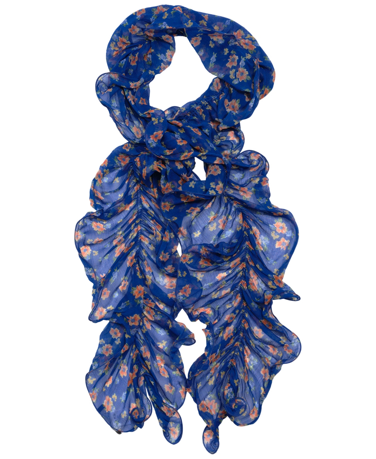 Ralph Lauren Resort Floral Ruffle Scarf In New Sapphire