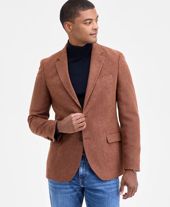 Men's Modern-Fit Solid Herringbone Tweed Sport Coat - thumbnail 9
