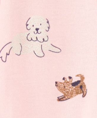 Baby Girls Cotton Dog-Print Sleep & Play Pajamas