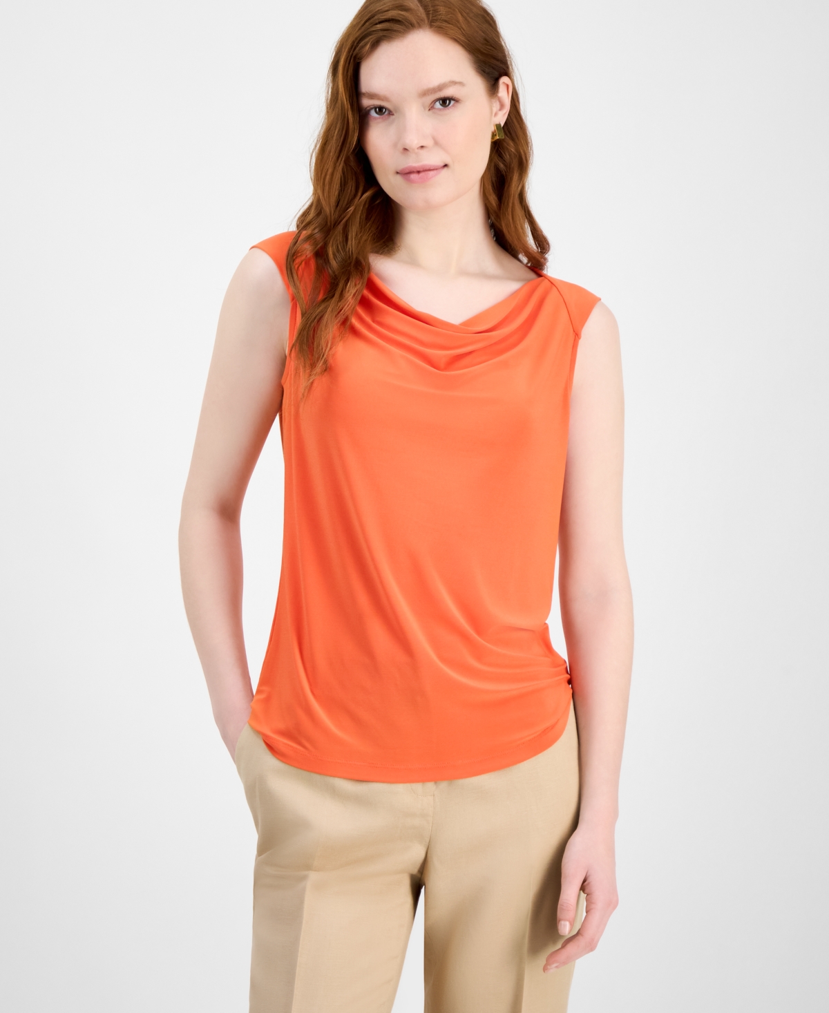 Kasper Women's Cap-sleeve Cowlneck Blouse