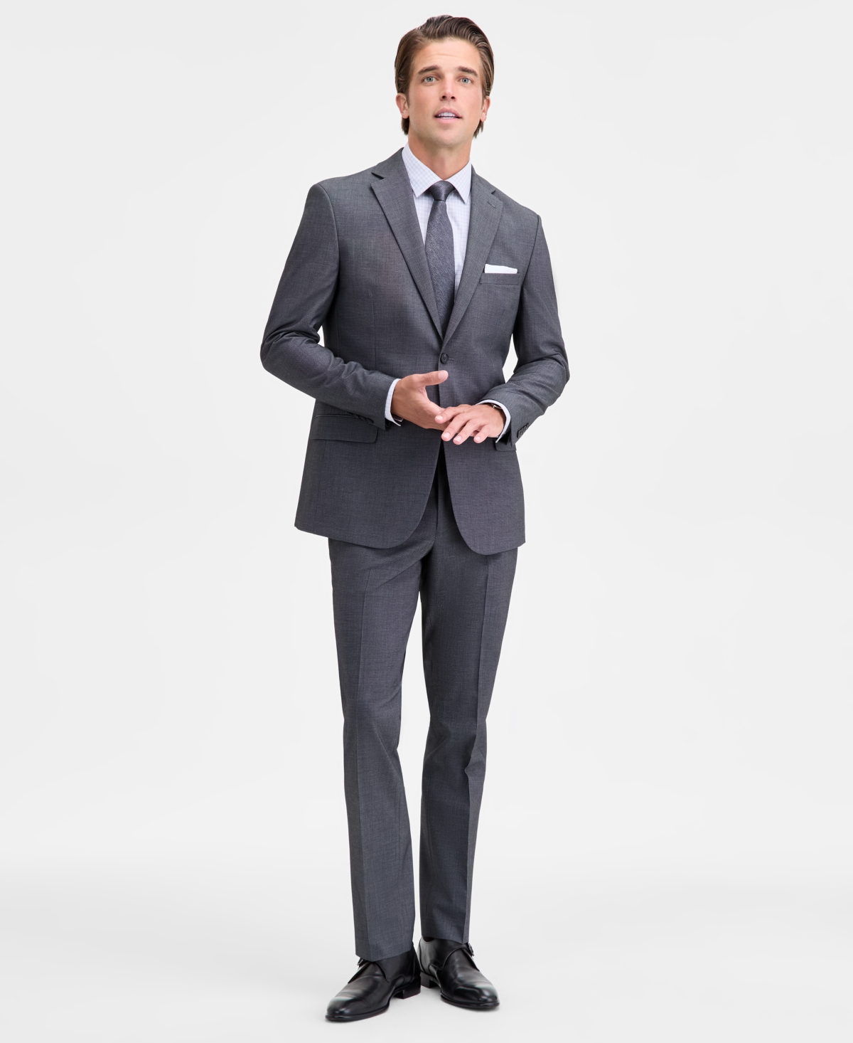 Men's Modern-Fit Nested Suit - Dark Berry