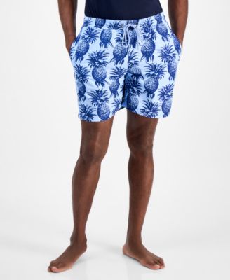 Club Room - Men's Pineapple Palm Print Drawstring 7" Swim Trunks