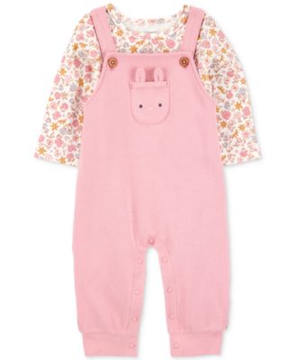 Carter's - Baby Girls 2-Pc. Floral-Print Long-Sleeve T-Shirt & Overalls Set