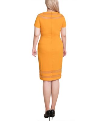 Petite Short Sleeve Dress with Mesh Insets