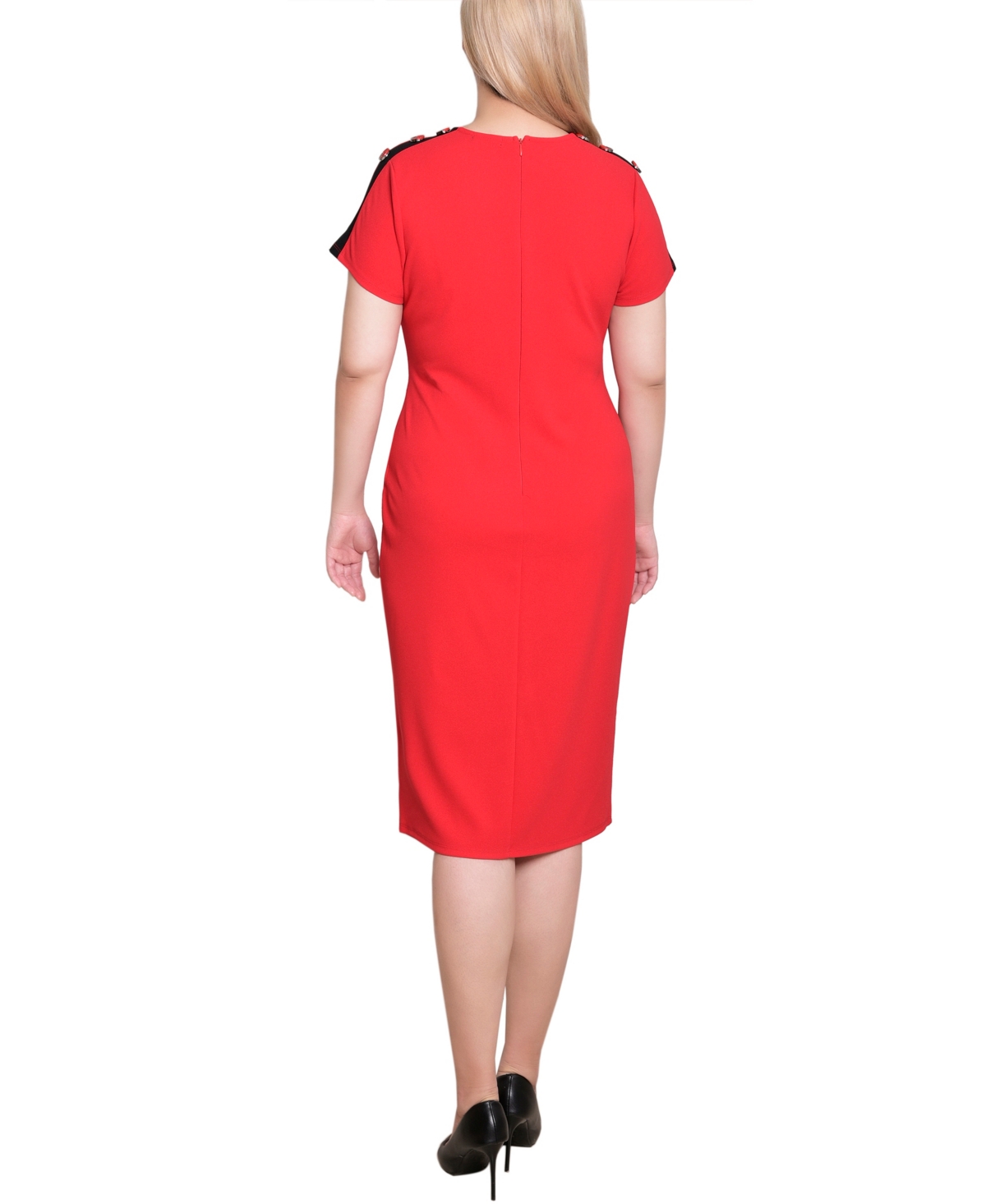 Ny Collection Petite Short Sleeve Asymmetrical Hem Dress