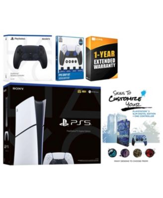 Playstation 5 Slim Digital with Extra Chroma Indigo Controller, FPS Grip Kit and MightySkins Decal Voucher + 1 Year CPS Extended Warranty