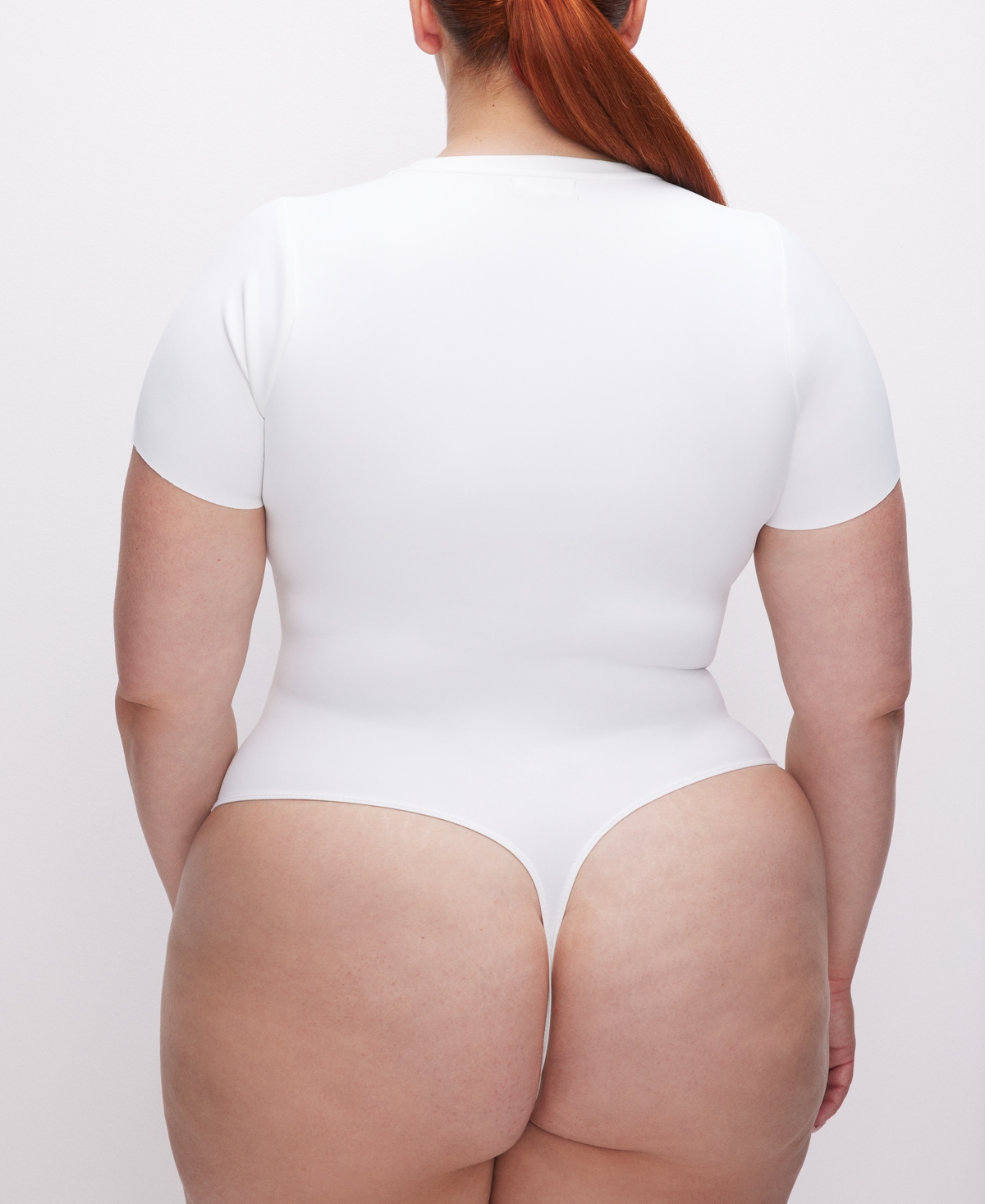 Shop Good American Scuba Crewneck Short-sleeve Bodysuit In White