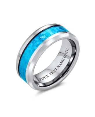 Geometric Pattern Carbon Fiber Inlay Couples Titanium Band Rings Comfort Fit 8MM