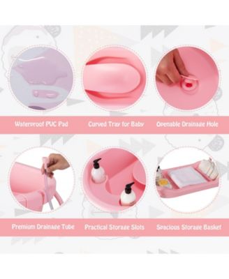 Folding Baby Changing Table with Bathtub and 4 Universal Wheels