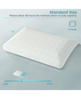 Set of 2 Gel Memory Foam Pillow 3D Cutting Air Flow Cooling Pillows with Pillowcase