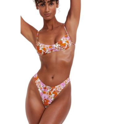 Women's Vintage Florals V Neck Bralette Bikini Top