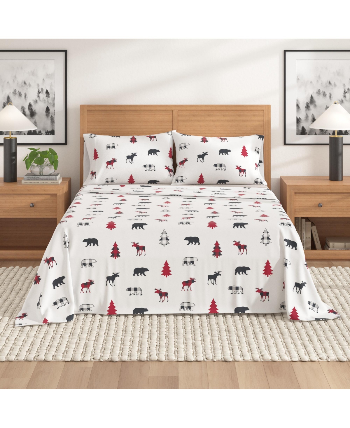 Linery & Co. Ultra-Soft Turkish Cotton Flannel Lodge Print Sheet Set
