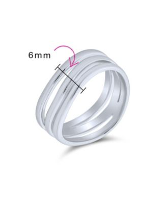 Stacking Style Simple 3 Three Row Wide Band Ring .925 Sterling Silver