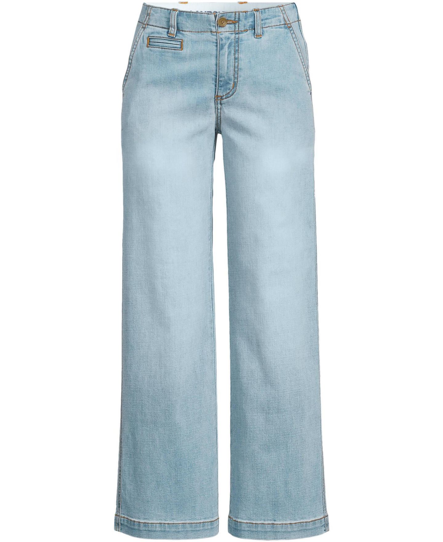 Женские джинсы Lands' End Mid Rise Denim Wide Leg Ankle, цвет: Синий варёный — фото 3