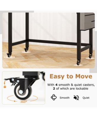 48 Inch Mobile Computer Workstation with 4 Smooth Casters