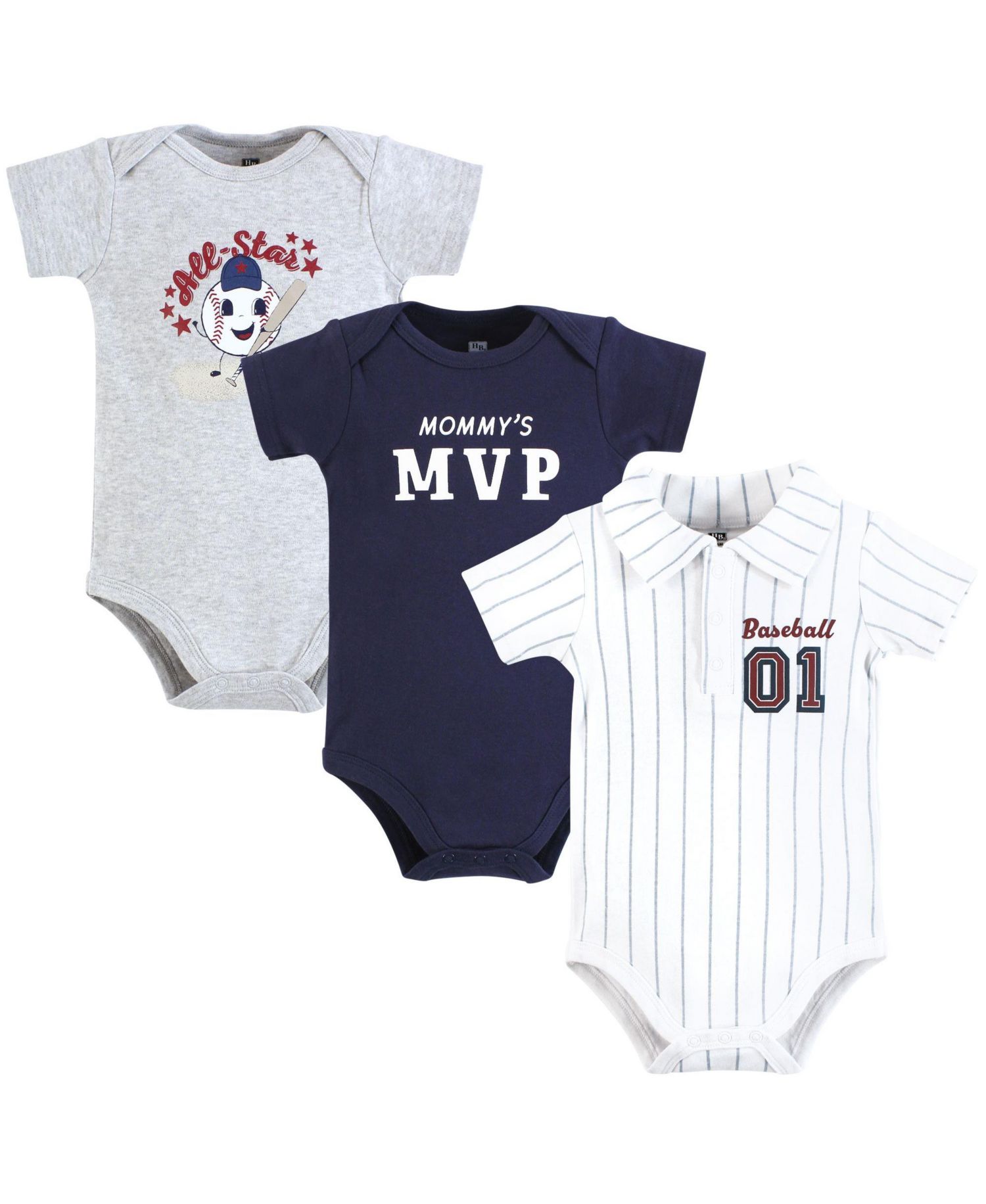 Baby Boys Hudson Triple Pack of Essential Cotton One-Piece Rompers
