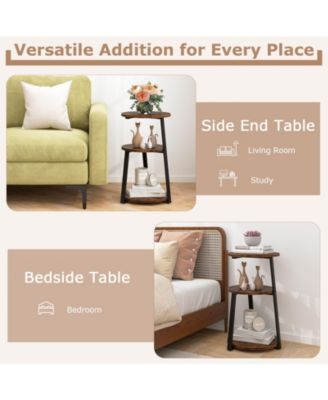 3-Tier Accent Round Side Table with Metal Frame-1 Piece