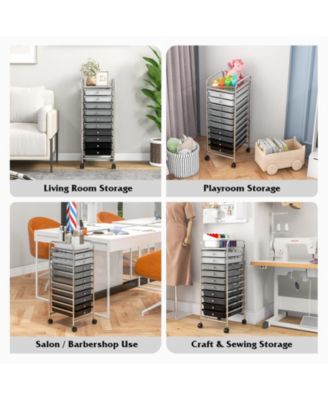 10 Drawer Rolling Storage Cart Organizer with 4 Universal Casters-Gradient