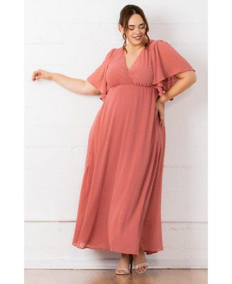 Plus Size Carmella Flutter Sleeve Gown