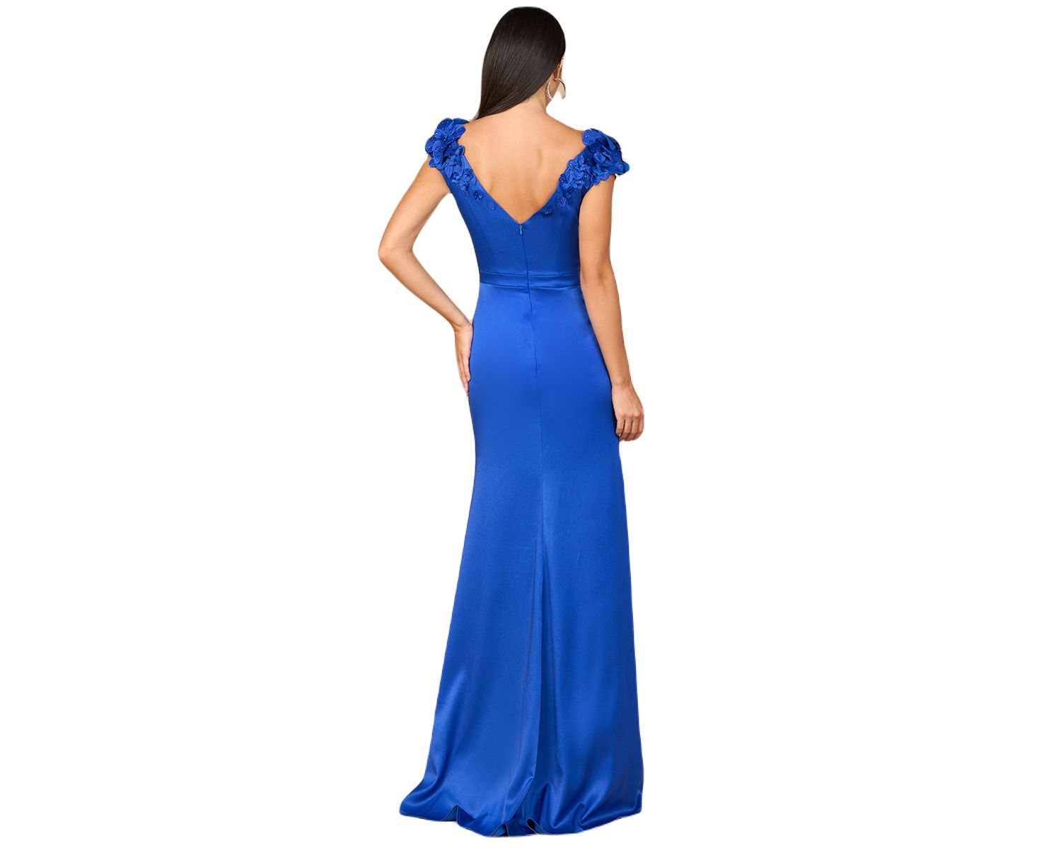 Women's V-Neck, Satin Backed Crepe Gown