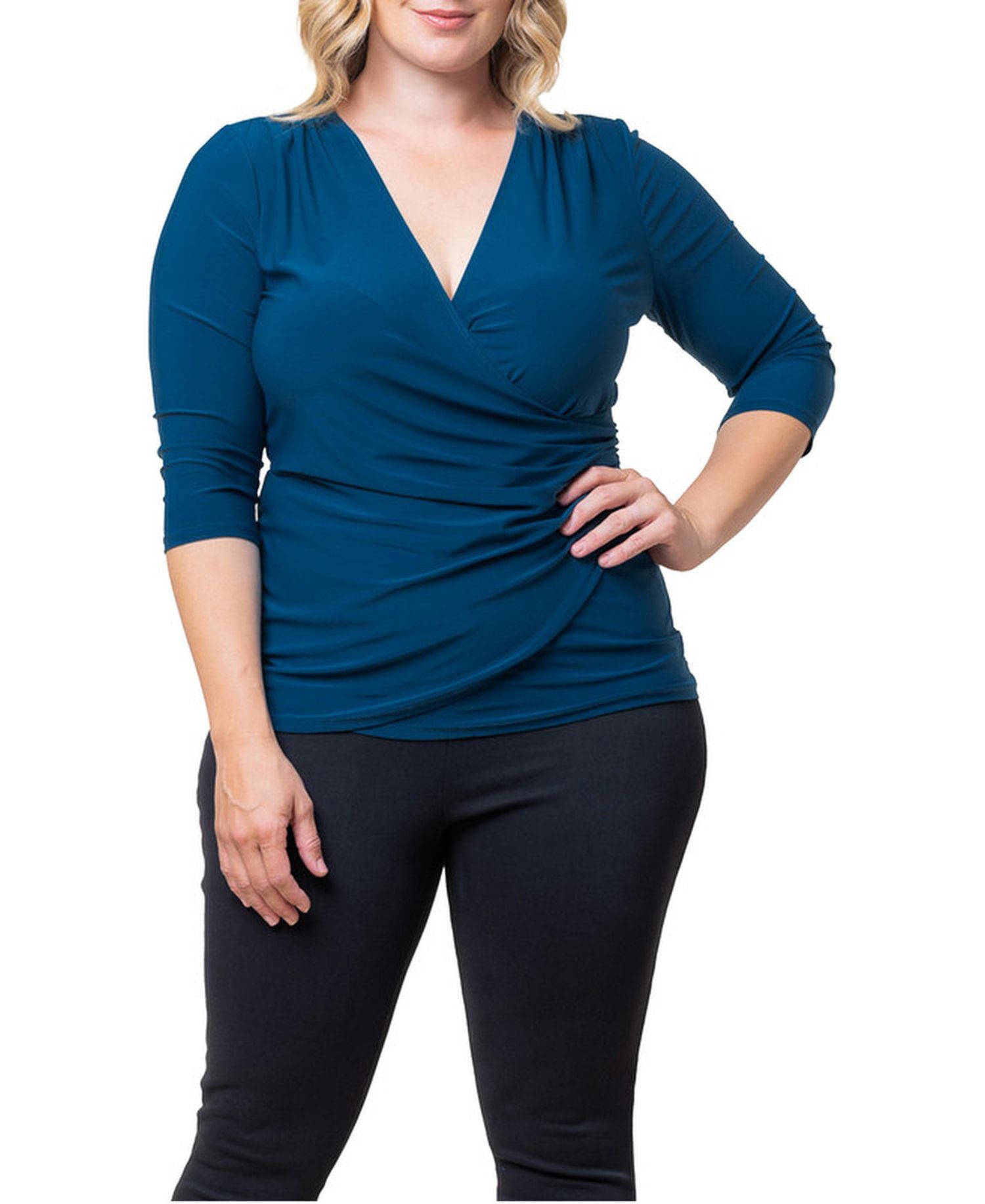 Plus Size Femme Fatale Faux Wrap Top