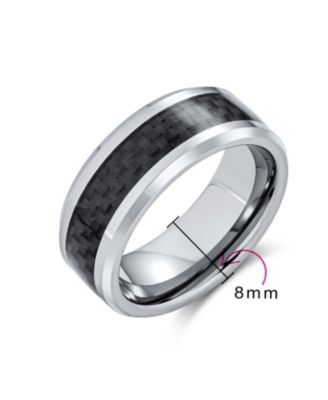 Geometric Pattern Carbon Fiber Inlay Couples Titanium Band Rings Comfort Fit 8MM