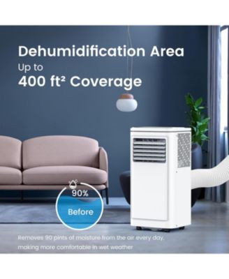 8000 BTU Portable AC, 4 Modes, Cools 350sq.ft, Remote, LED Display, 24H Timer, 360° Wheels