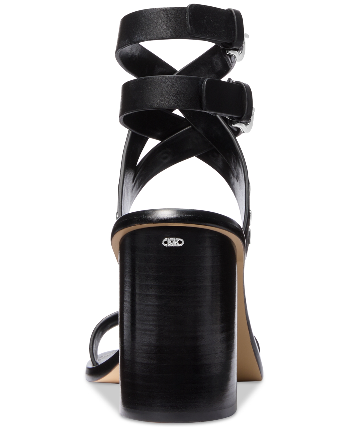 Michael Kors Irene Studded Leather Block Heel Sandal In Black