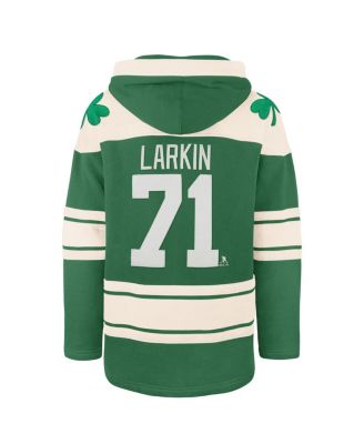 Men's Dylan Larkin Kelly Green Detroit Red Wings St. Patrick's Day Player Name Number Lacer Pullover Hoodie