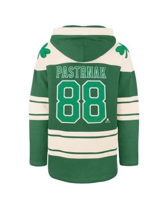 Men's David Pastrnak Kelly Green Boston Bruins St. Patrick's Day Player Name Number Lacer Pullover Hoodie